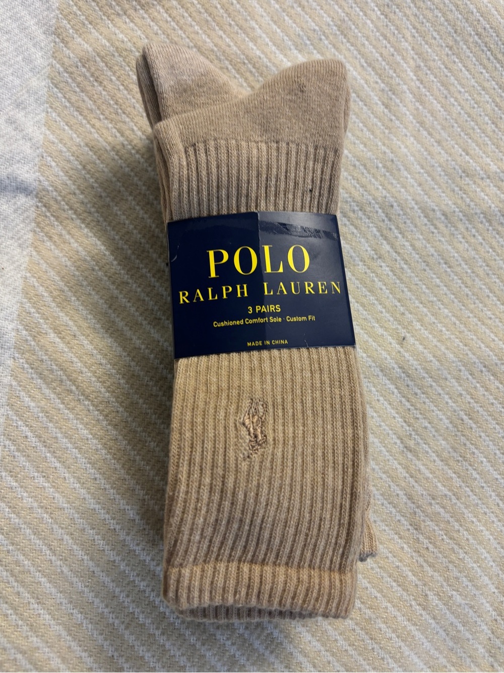 New Polo by Ralph Lauren Men's Beige Crew Socks - 3 Pack